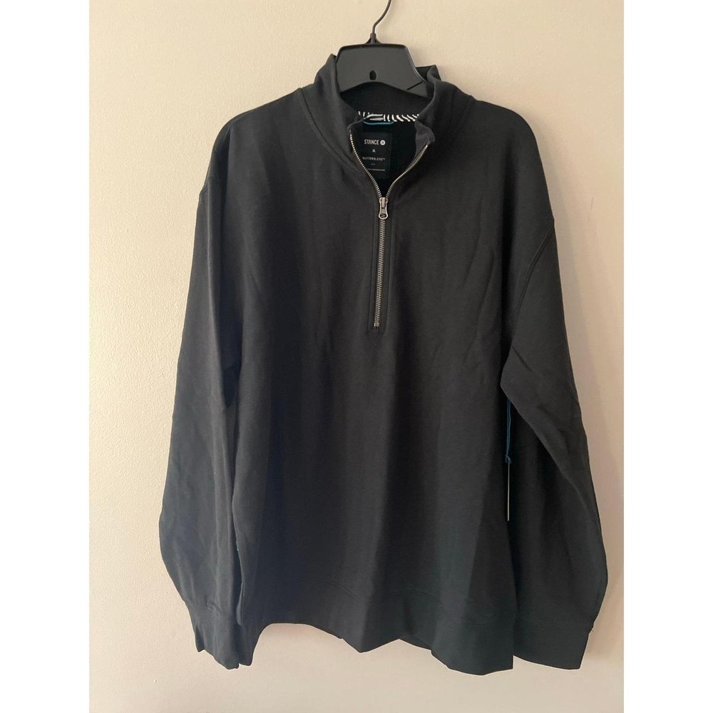 Stance Shelter ButterBlend Men's Black Quarter Zip Pullover Sweatshirt XL NWT